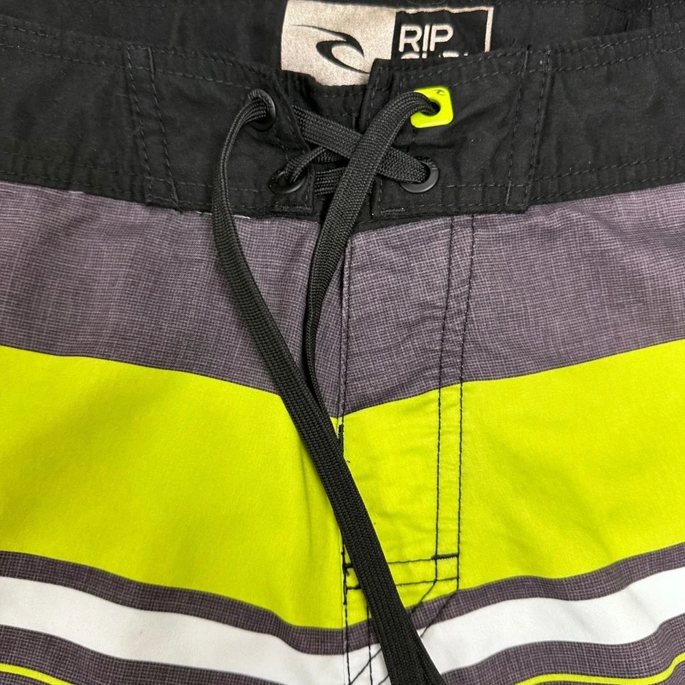 Rip Curl Swim Trunks Striped Board Shorts‎ Drawstring Pocket Surf Size 32